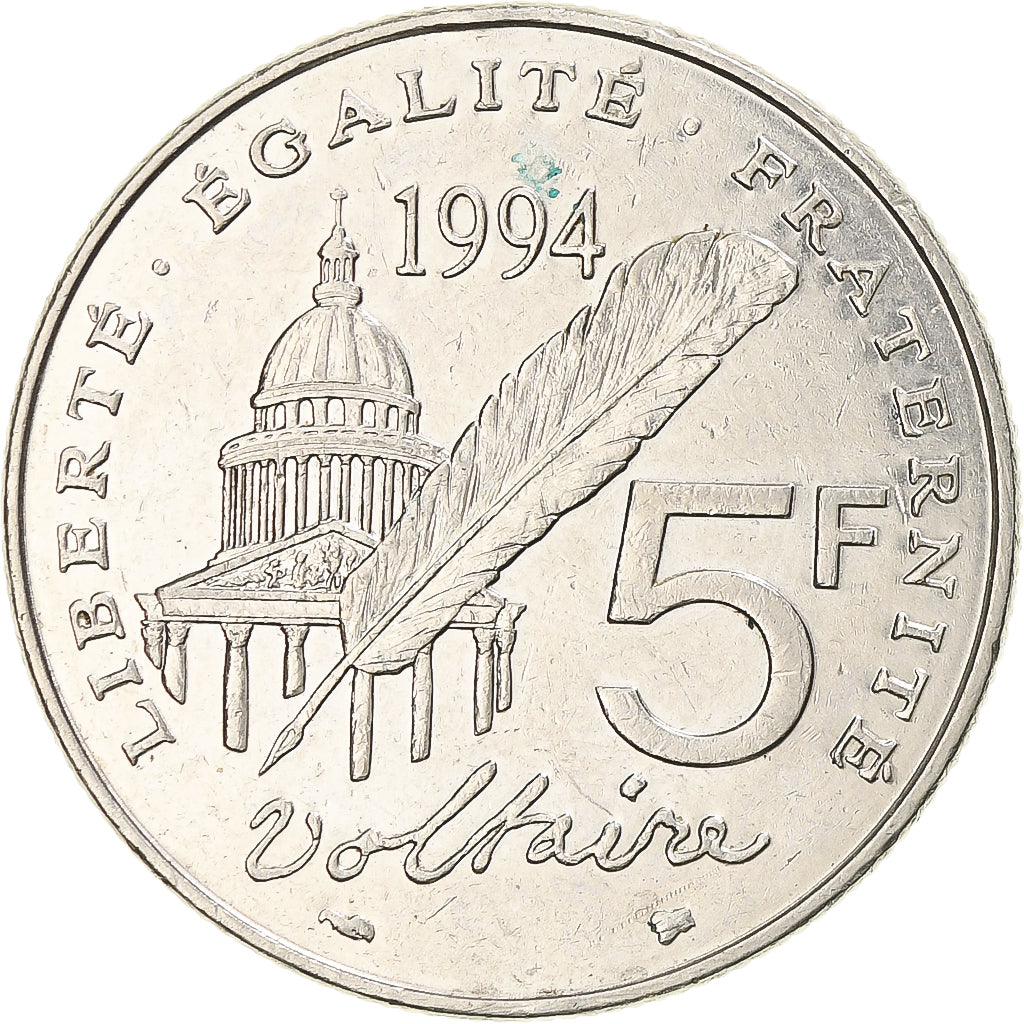 Münze, Frankreich, Voltaire, 5 Francs, 1994, Paris, SS, Nickel, KM:1063