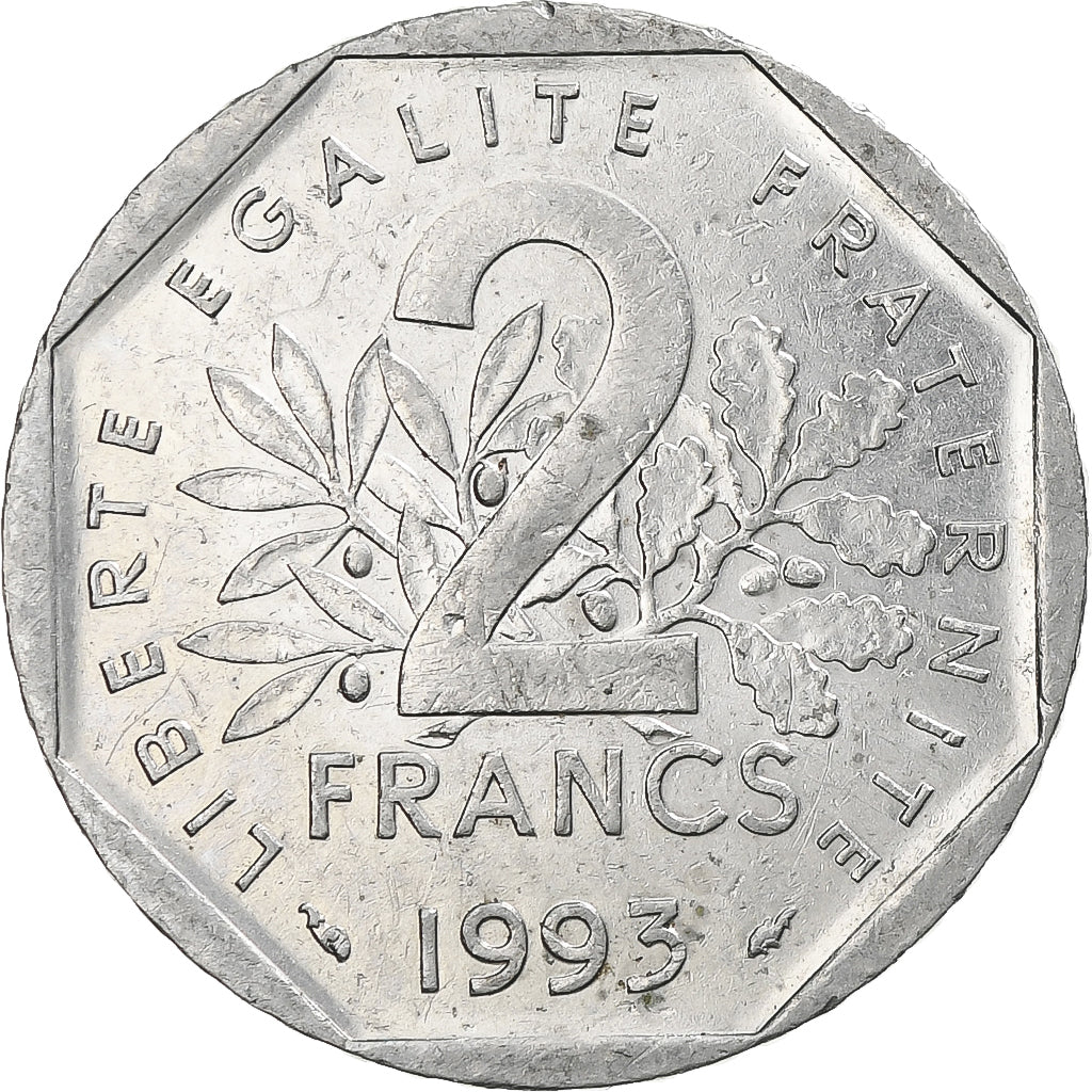 Frankrijk, 2 Francs, Jean Moulin, 1993, Paris, Nickel, ZF, Gadoury:547, KM:1062