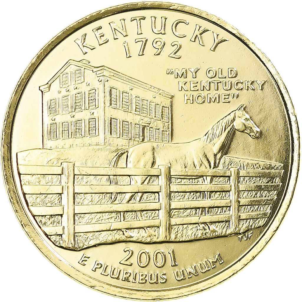Moeda, Estados Unidos da América, Kentucky, Quarter, 2001, U.S. Mint, Denver