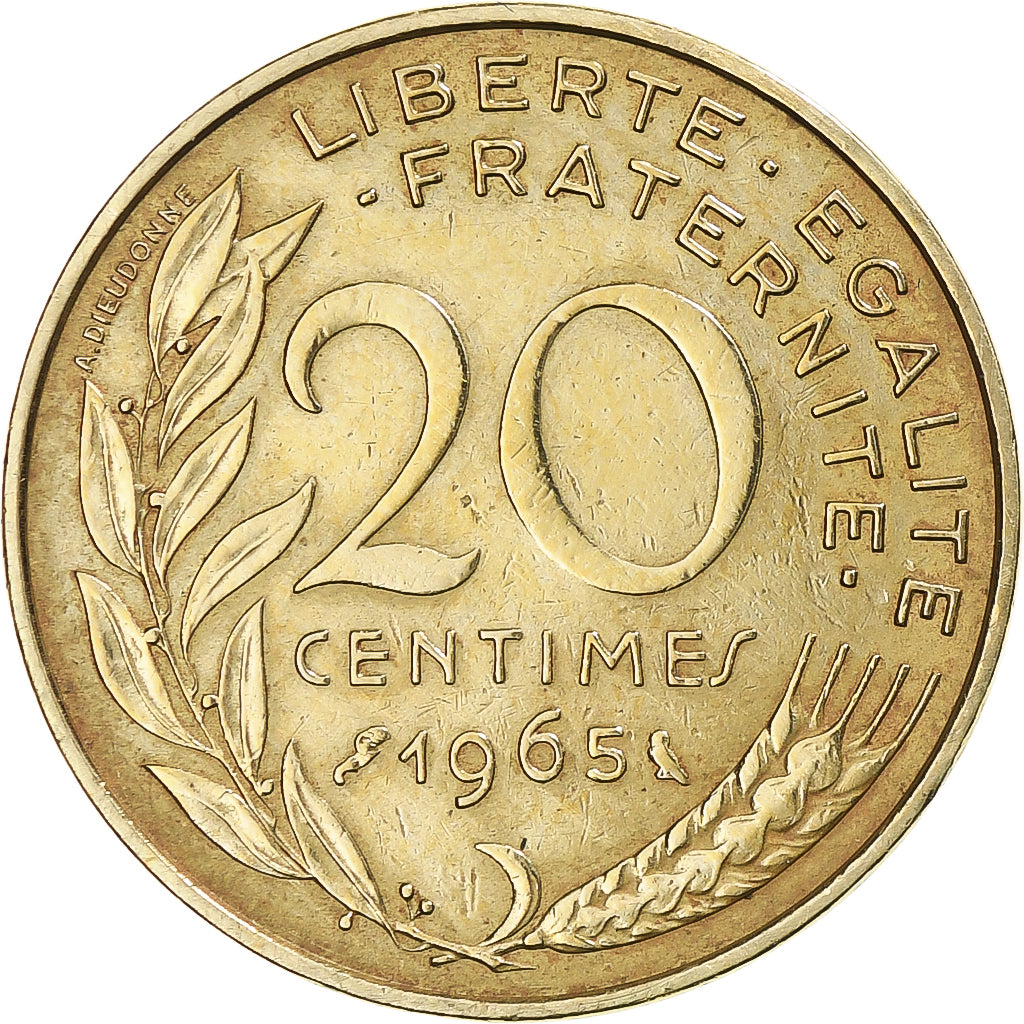 Coin, France, Marianne, 20 Centimes, 1965, Paris, EF(40-45), Aluminum-Bronze