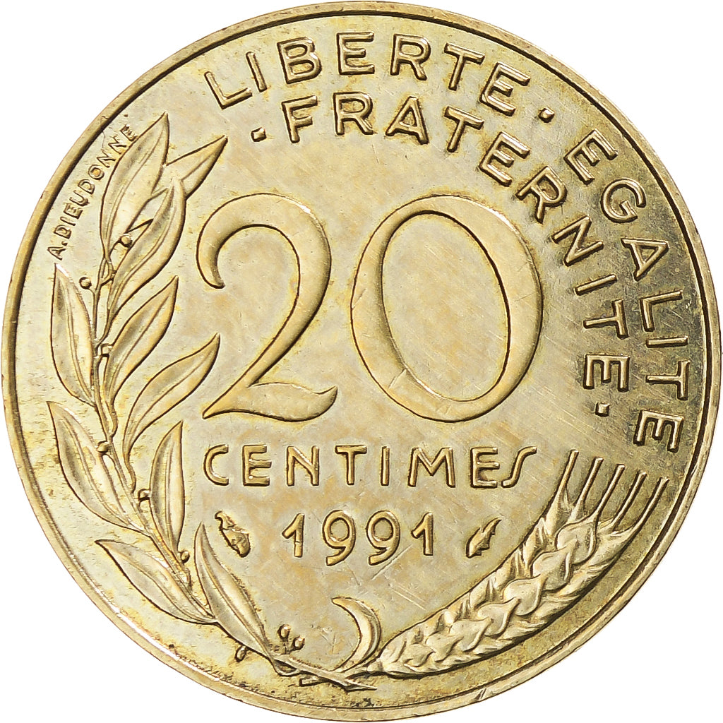 Moneta, Francia, Marianne, 20 Centimes, 1991, Paris, MB, Alluminio-bronzo