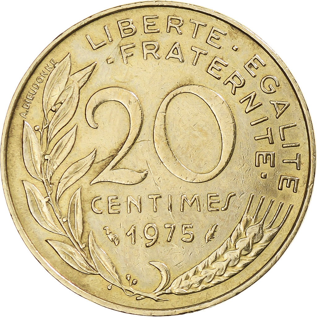Moneta, Francia, Marianne, 20 Centimes, 1975, Paris, MB+, Alluminio-bronzo