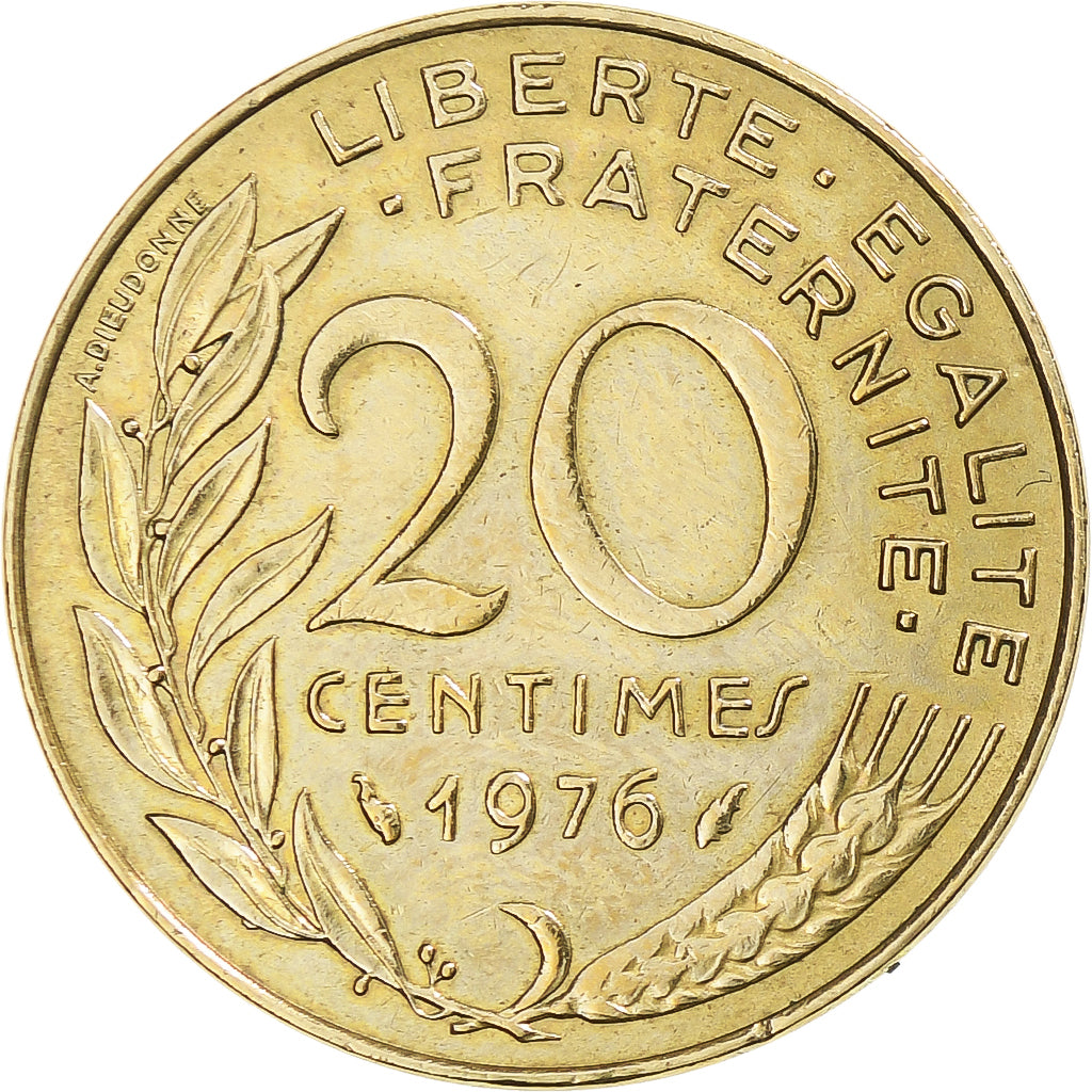 Moneta, Francia, Marianne, 20 Centimes, 1976, Paris, MB+, Alluminio-bronzo