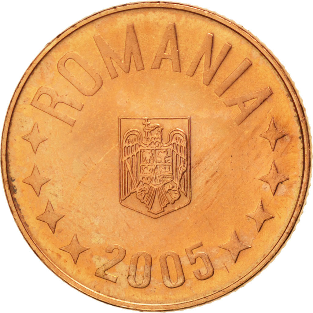 Coin, Romania, 5 Bani, 2005, MS(63), Copper Plated Steel, KM:190