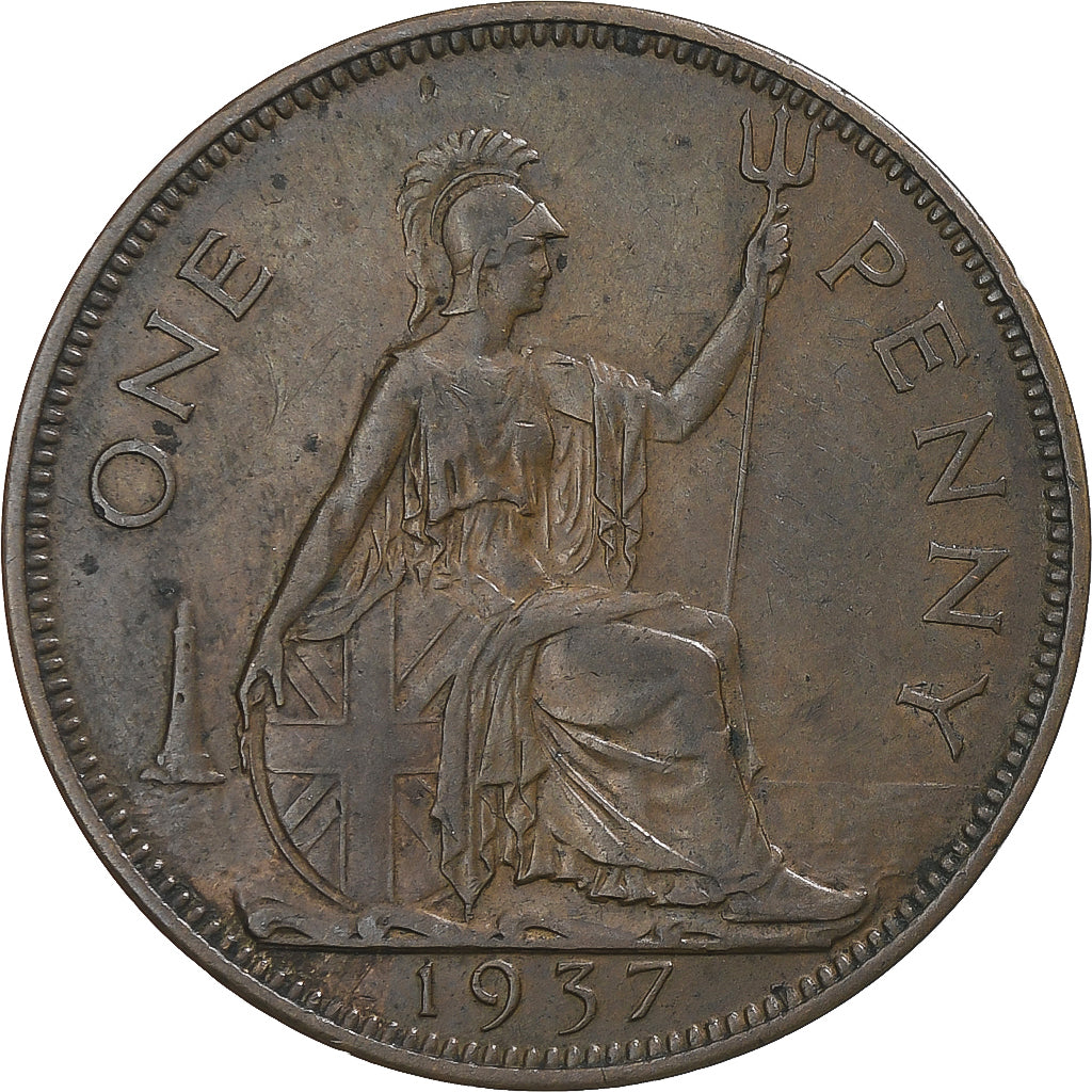 Groot Bretagne, George VI, Penny, 1937, Bronzen, ZF, KM:838