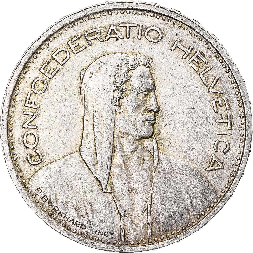 Coin, Switzerland, 5 Francs, 1954, Bern, EF(40-45), Silver, KM:40a.1