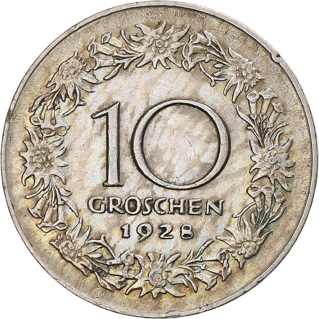 Moneta, Austria, 10 Groschen, 1928, BB, Rame-nichel, KM:2838