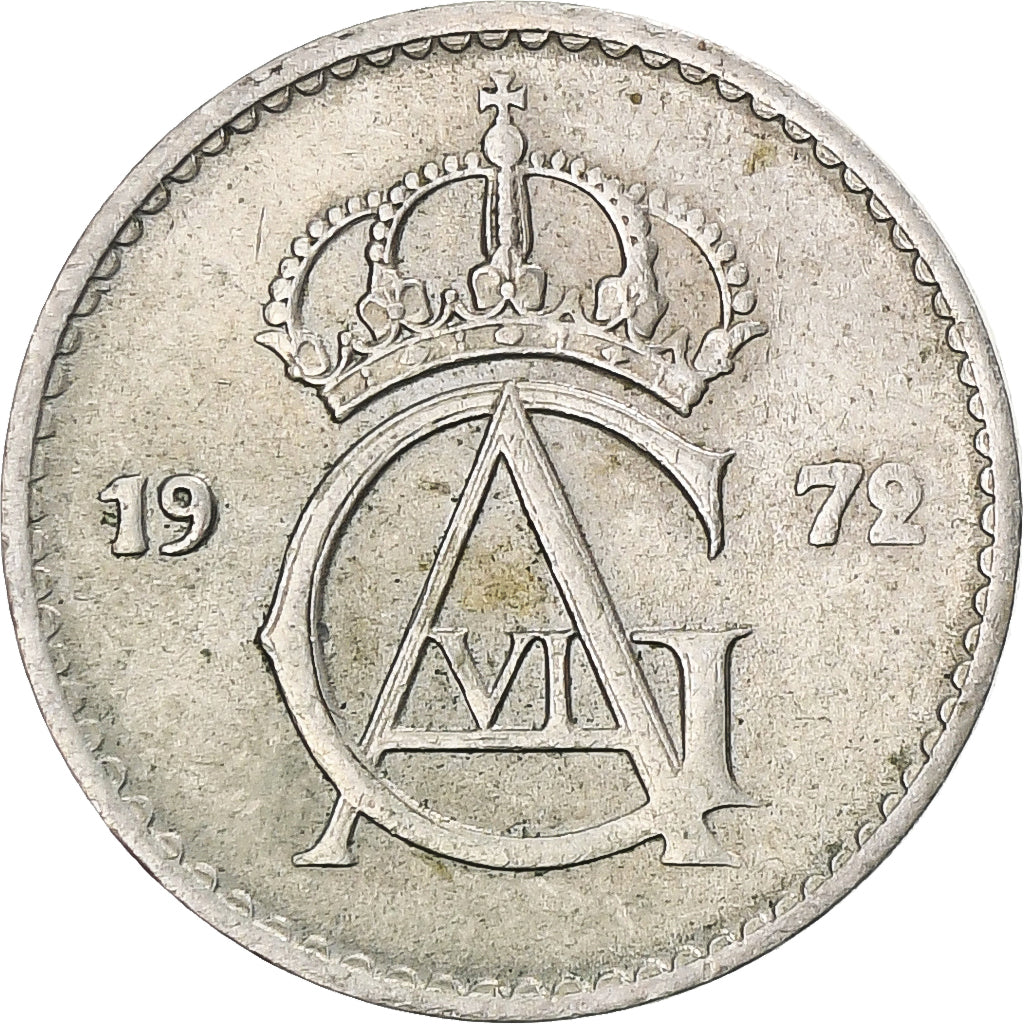 Moneta, Szwecja, Gustaf VI, 10 Öre, 1972, EF(40-45), Miedź-Nikiel, KM:835