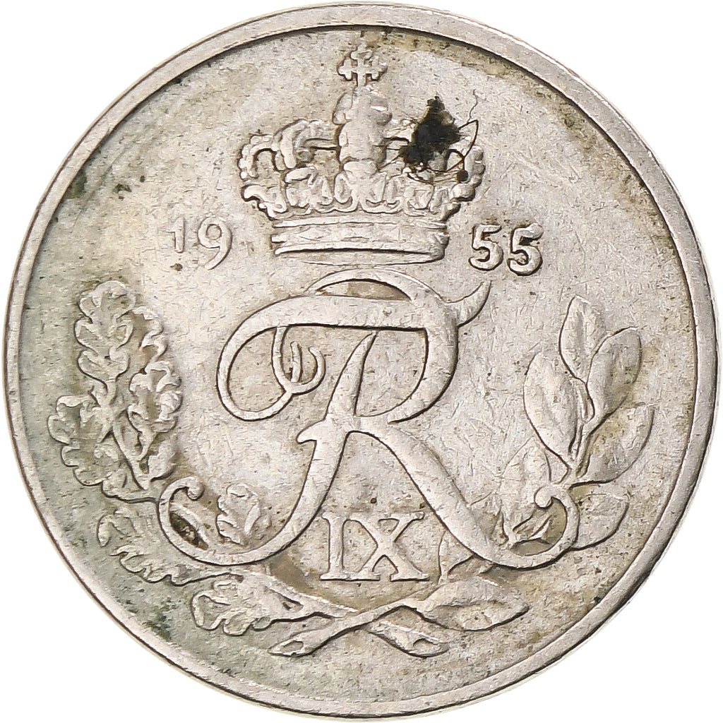 Danimarca, Frederik IX, 10 Öre, 1955, Cupronickel, MB+