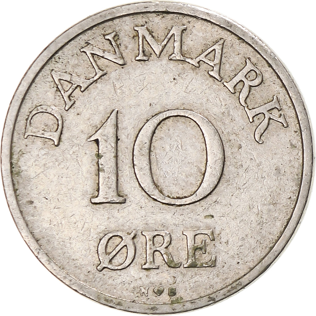 Danimarca, Frederik IX, 10 Öre, 1955, Cupronickel, MB+