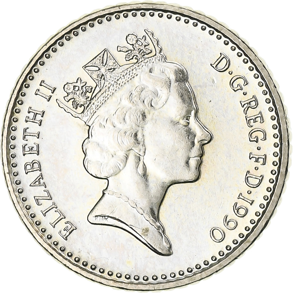 Moneda, Gran Bretaña, Elizabeth II, 5 Pence, 1990, MBC+, Cobre - níquel