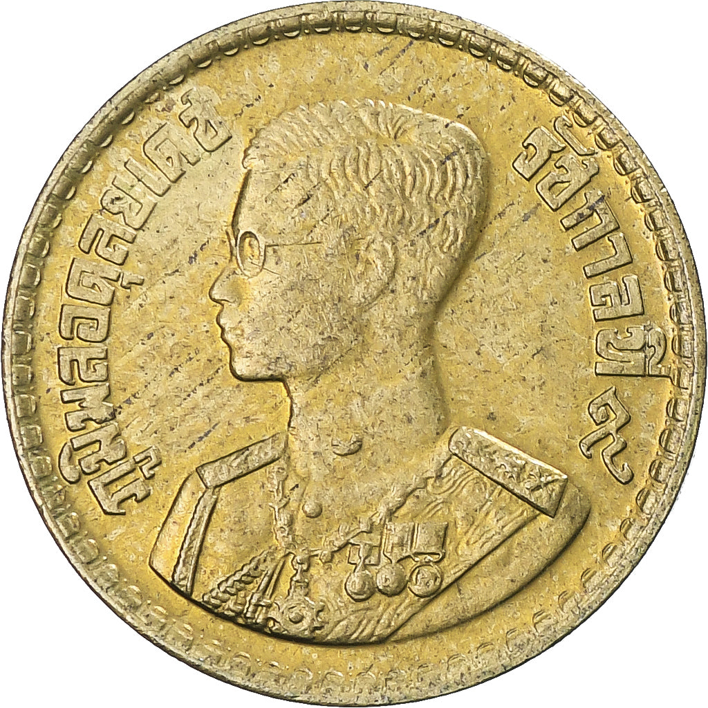 Moneta, Thailandia, Rama IX, 5 Satang, 1957, BB+, Alluminio-bronzo, KM:78