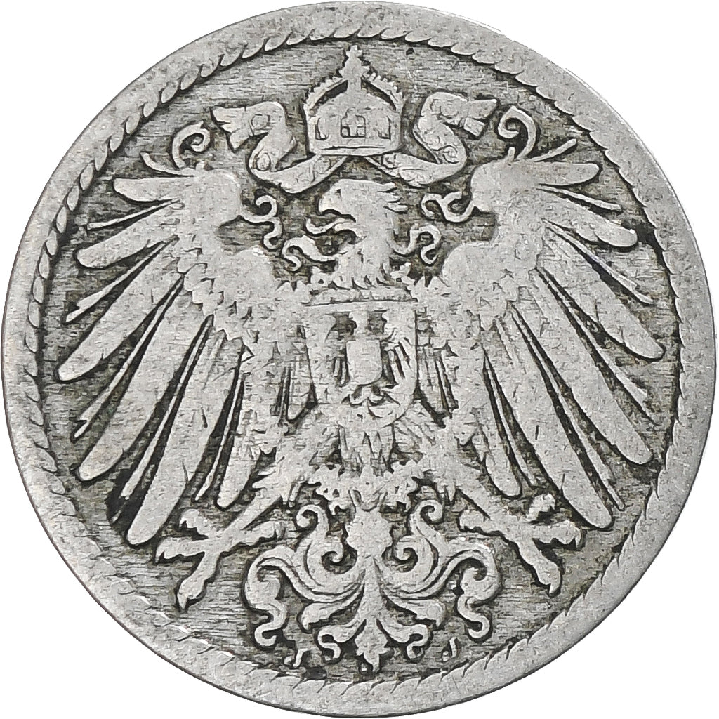 Coin, GERMANY - EMPIRE, Wilhelm II, 5 Pfennig, 1893, Hamburg, EF(40-45)