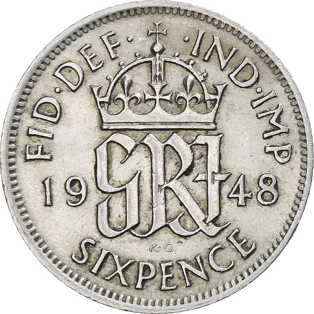 Münze, Großbritannien, George VI, 6 Pence, 1948, SS, Kupfer-Nickel, KM:862