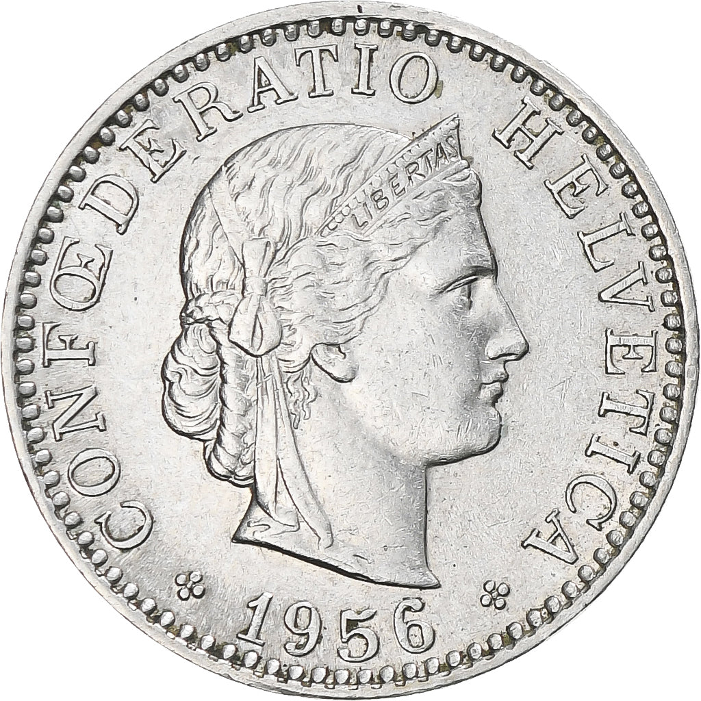 Moneda, Suiza, 20 Rappen, 1956, Bern, MBC+, Cobre - níquel, KM:29a