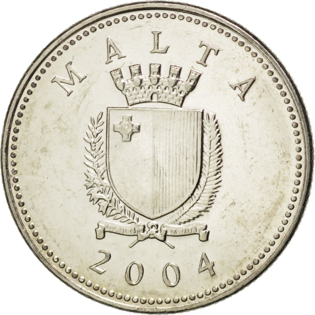 Moneta, Malta, 2 Cents, 2004, MS(63), Miedź-Nikiel, KM:94