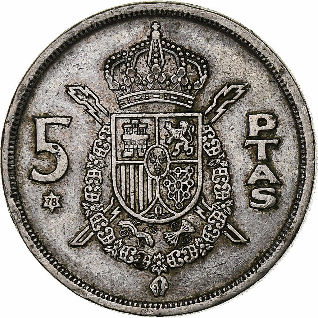 Hiszpania, Juan Carlos I, 5 Pesetas, 1978, VF(20-25), Miedź-Nikiel, KM:807