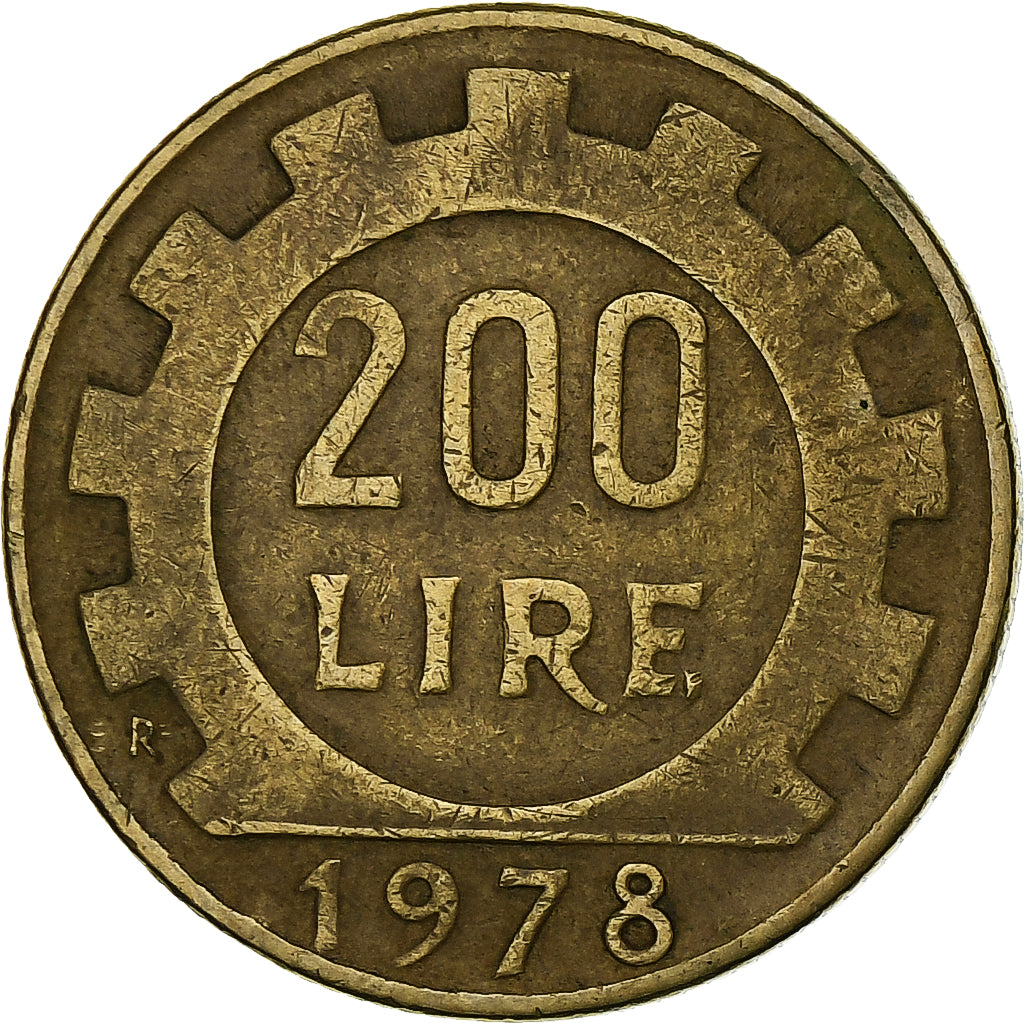 Italia, 200 Lire, 1978, Rome, BC+, Aluminio - bronce, KM:105