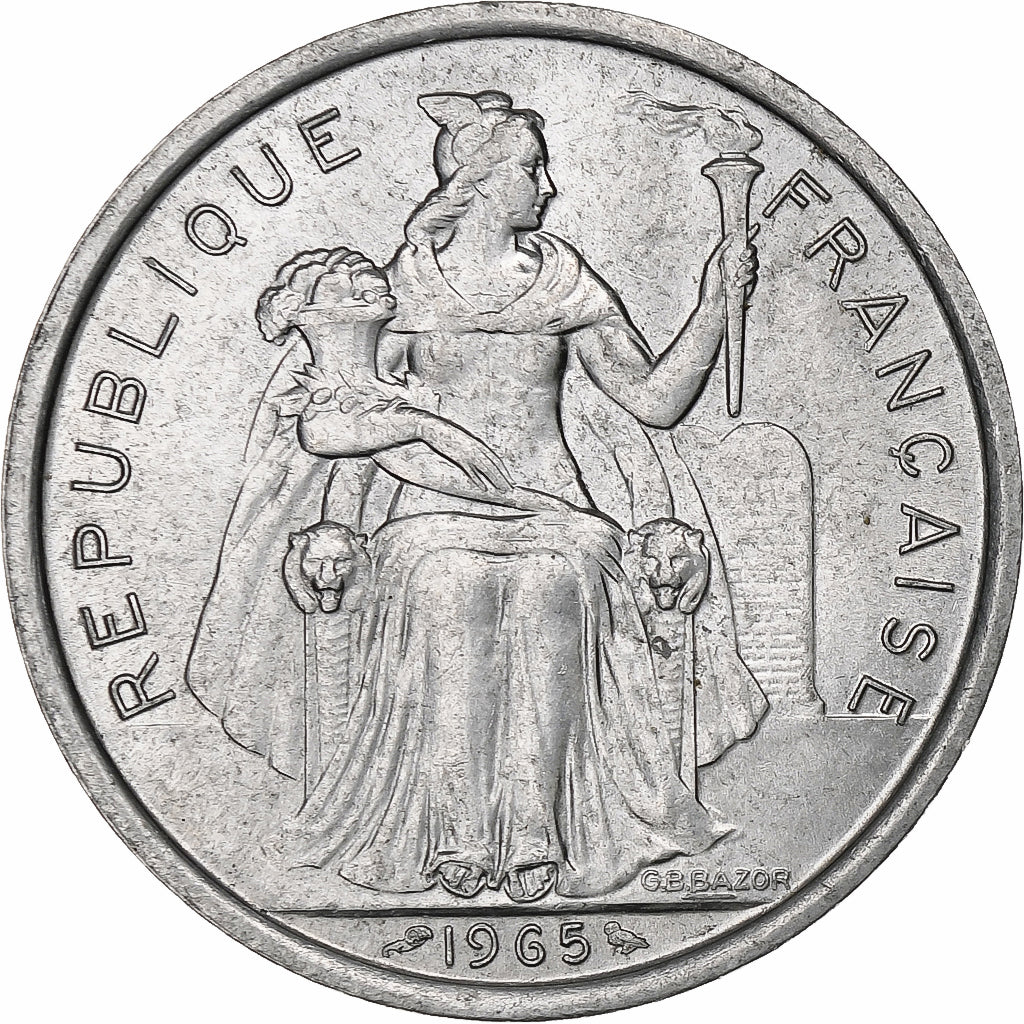 Polynésie française, 5 Francs, 1965, Paris, Aluminium, SUP+, KM:4