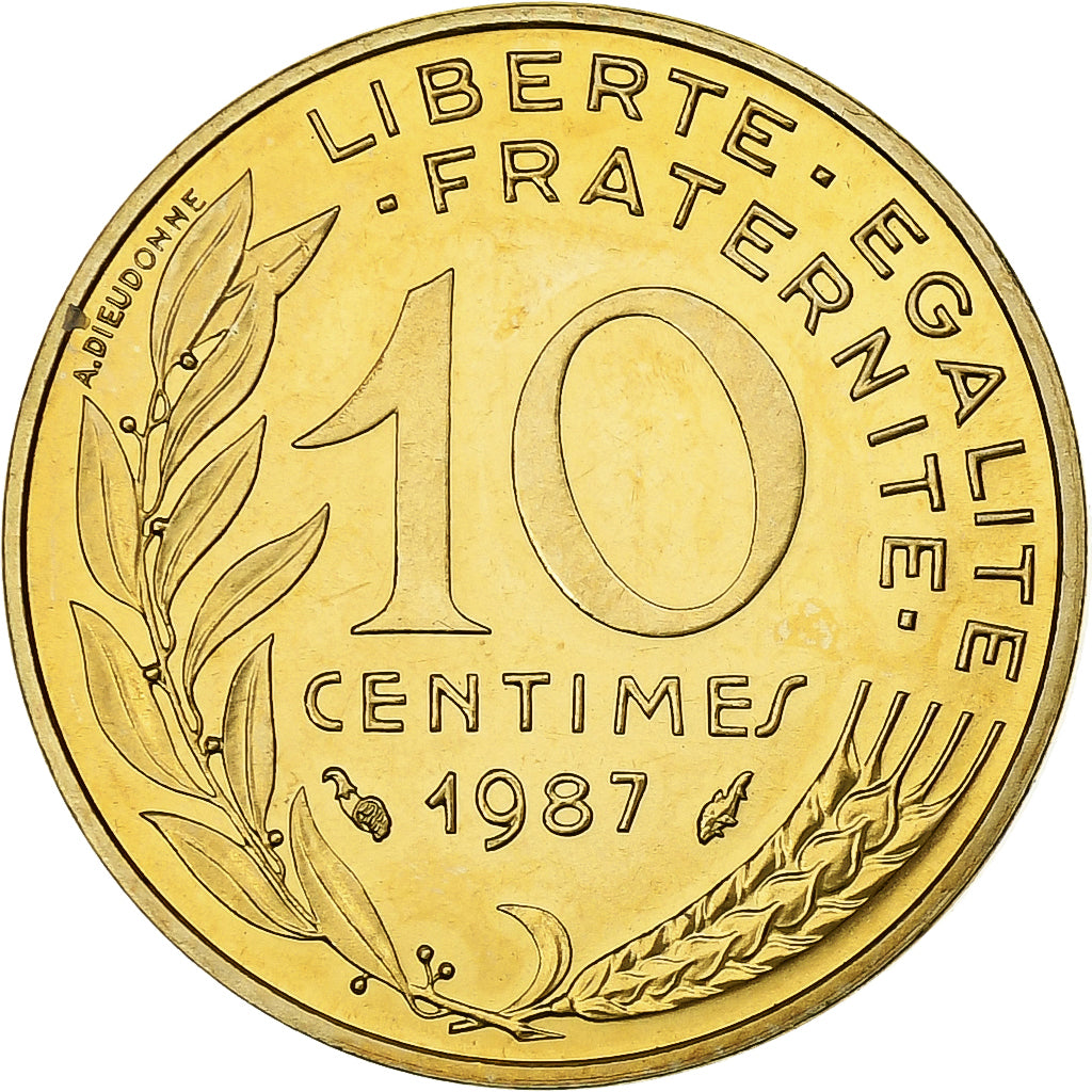 Frankrijk, 10 Centimes, Marianne, 1987, Paris, FDC, Aluminum-Bronze, FDC