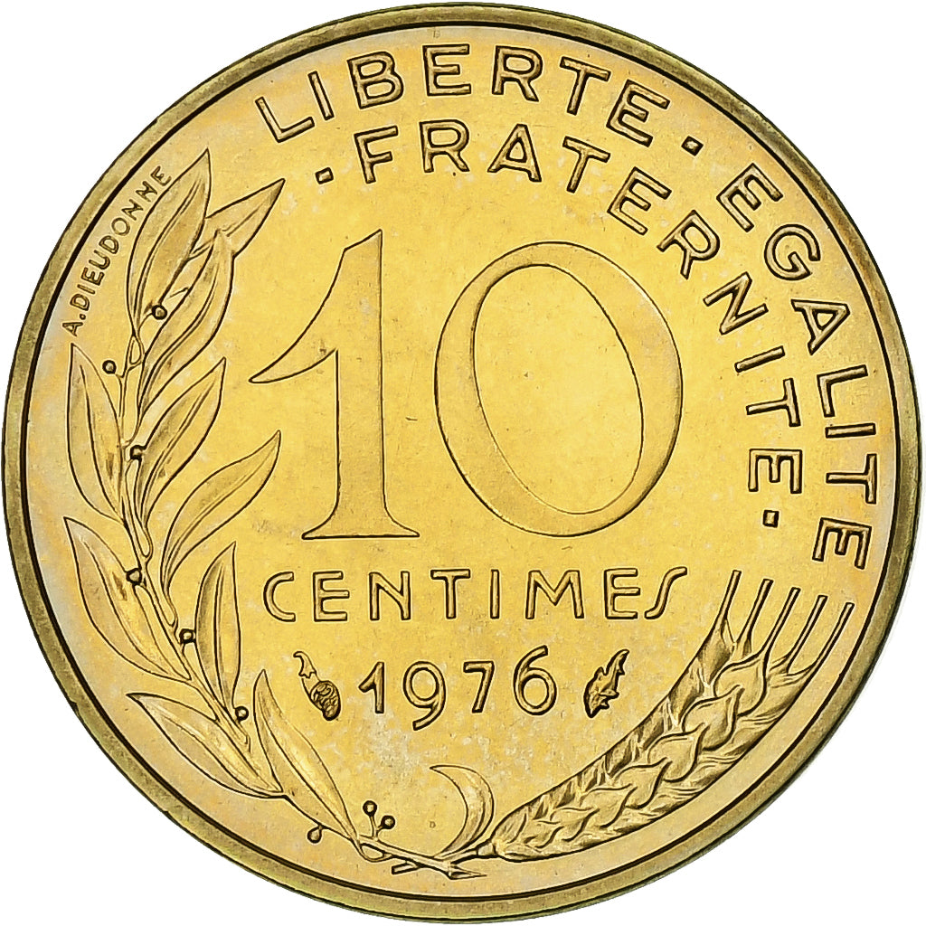 Frankrijk, 10 Centimes, Marianne, 1976, Paris, FDC, Aluminum-Bronze, FDC