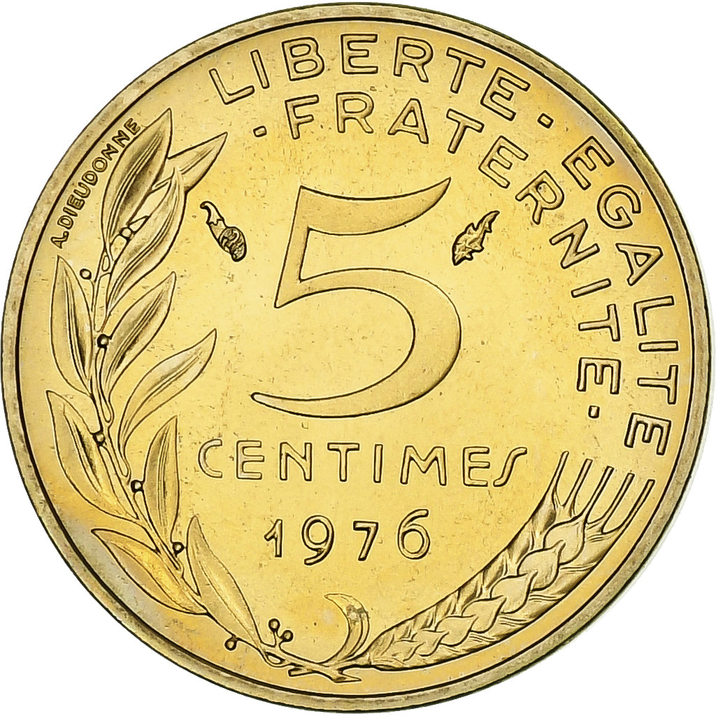 Frankrijk, 5 Centimes, Marianne, 1976, Paris, FDC, Aluminum-Bronze, FDC