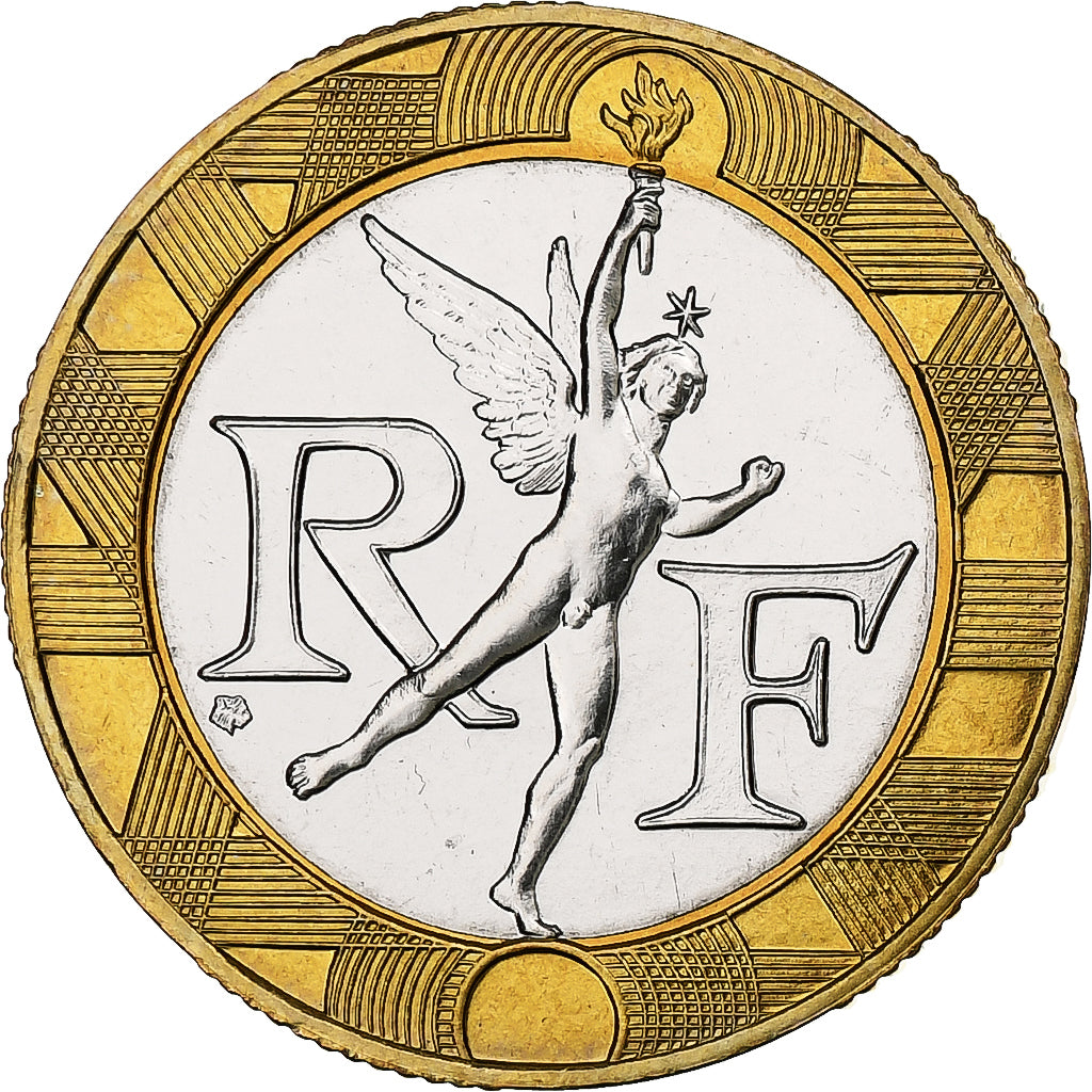 Francja, 10 Francs, Génie, 1990, Paris, FDC, Bimetaliczny, MS(65-70)