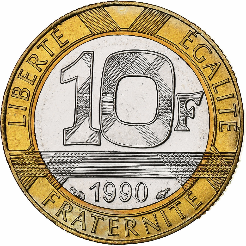 Francja, 10 Francs, Génie, 1990, Paris, FDC, Bimetaliczny, MS(65-70)
