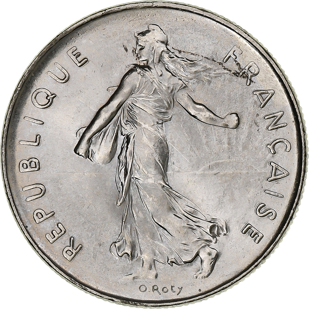 Frankrijk, 5 Francs, Semeuse, 1990, Paris, Nickel Clad Copper-Nickel, UNC-