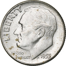 Estados Unidos da América, Dime, Roosevelt Dime, 1955, U.S. Mint, BU, Prata