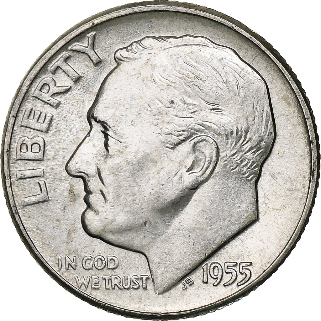 Vereinigte Staaten, Dime, Roosevelt Dime, 1955, U.S. Mint, BU, Silber, UNZ