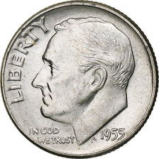 United States, Dime, Roosevelt Dime, 1955, U.S. Mint, BU, Silver, MS(63), KM:195