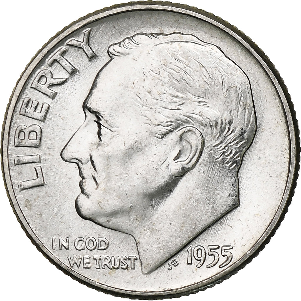 Estados Unidos, Dime, Roosevelt Dime, 1955, U.S. Mint, BU, Plata, SC, KM:195