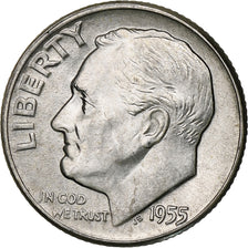United States, Dime, Roosevelt Dime, 1955, U.S. Mint, BU, Silver, MS(63), KM:195