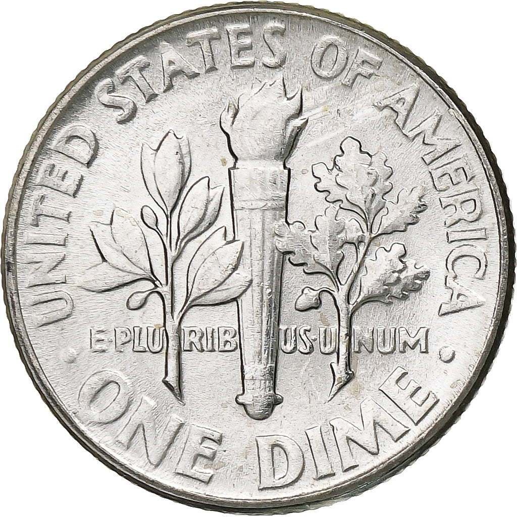 United States, Dime, Roosevelt Dime, 1955, U.S. Mint, BU, Silver, MS(63), KM:195