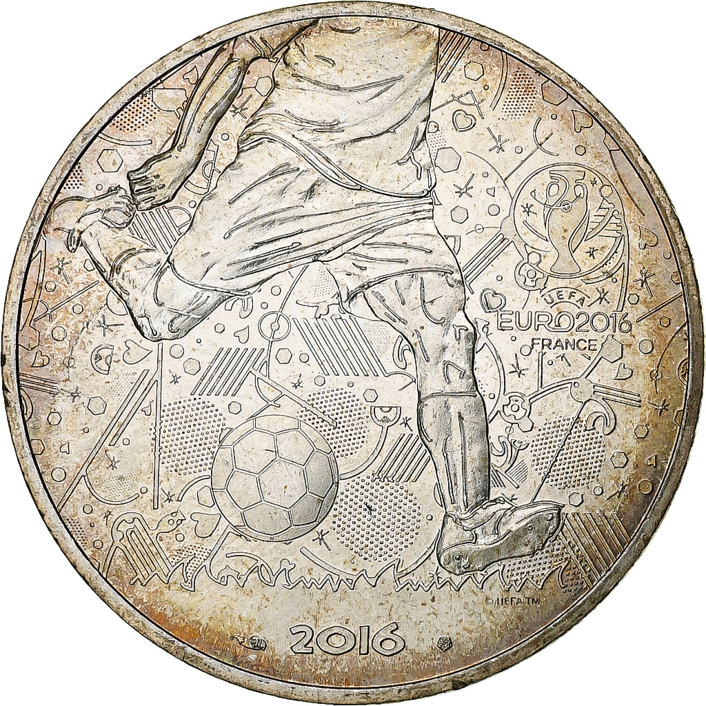 Francja, 10 Euro, 2016, Paris, UEFA Euro 2016, AU(55-58), Srebro