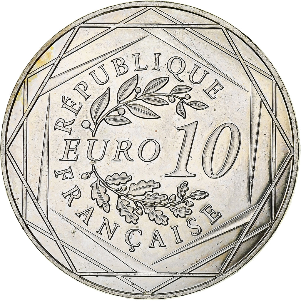 Francja, 10 Euro, 2015, Monnaie de Paris, Coq, AU(55-58), Srebro