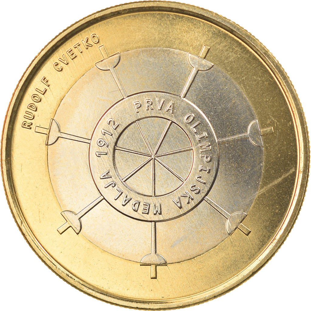 Slovénie, 3 Euro, 1er médaillé olympique, 2012, FDC, Bi-Metallic, KM:109
