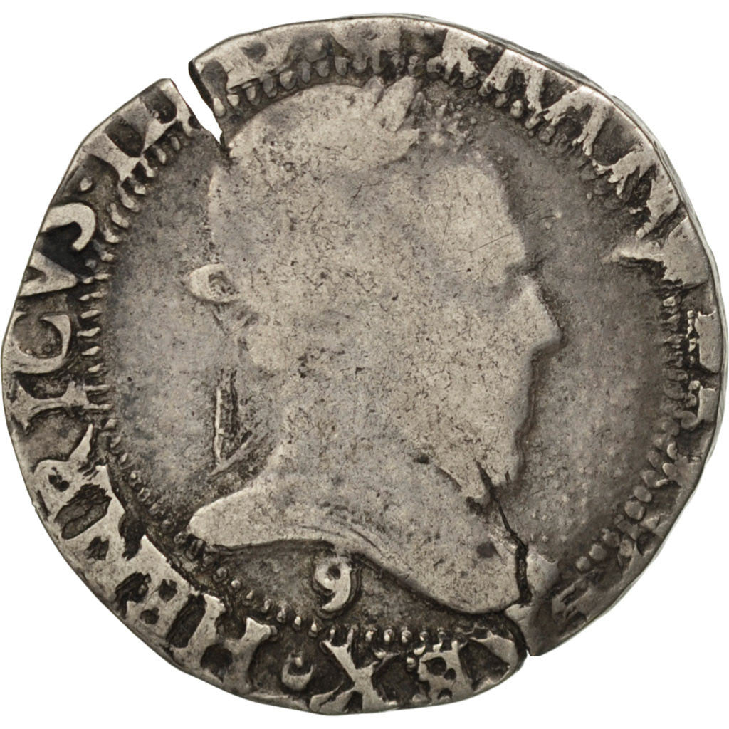 Moneda, Francia, 1/2 Franc, 1587, Rennes, BC+, Plata, Sombart:4716
