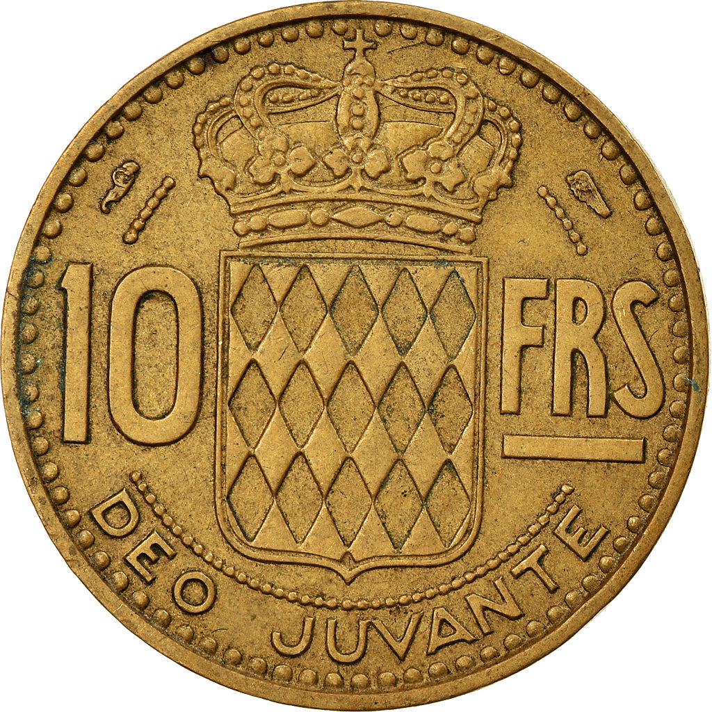 Coin, Monaco, Rainier III, 10 Francs, 1950, AU(50-53), Aluminum-Bronze, KM:130