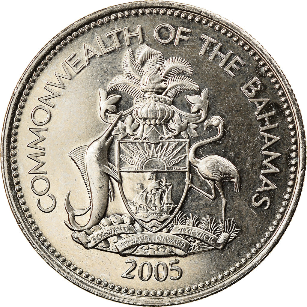 Coin, Bahamas, Elizabeth II, 25 Cents, 2005, MS(63), Copper-nickel, KM:63.2
