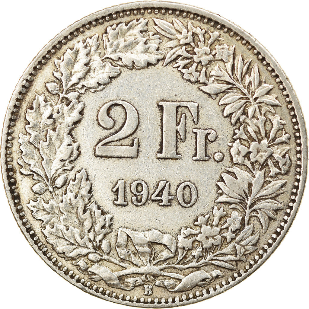 Coin, Switzerland, 2 Francs, 1940, Bern, EF(40-45), Silver, KM:21