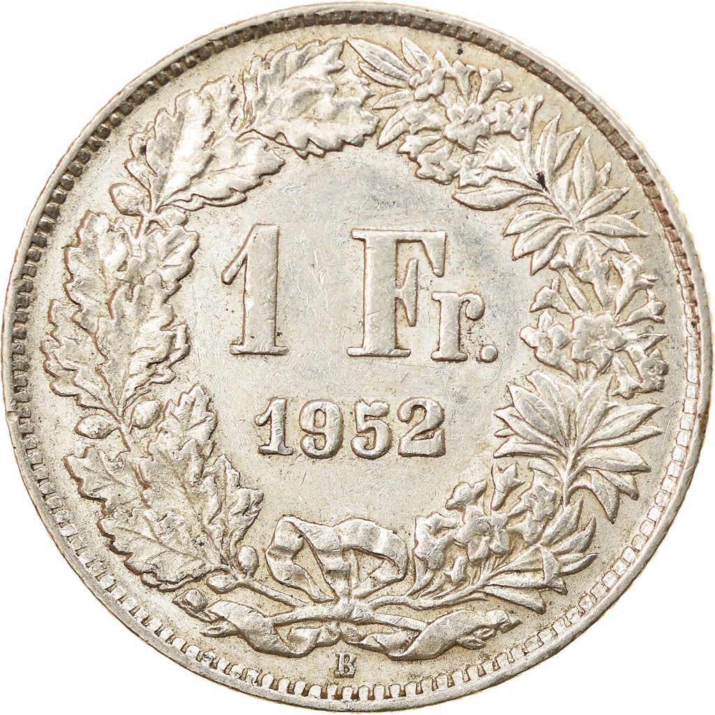 Coin, Switzerland, Franc, 1952, Bern, EF(40-45), Silver, KM:24