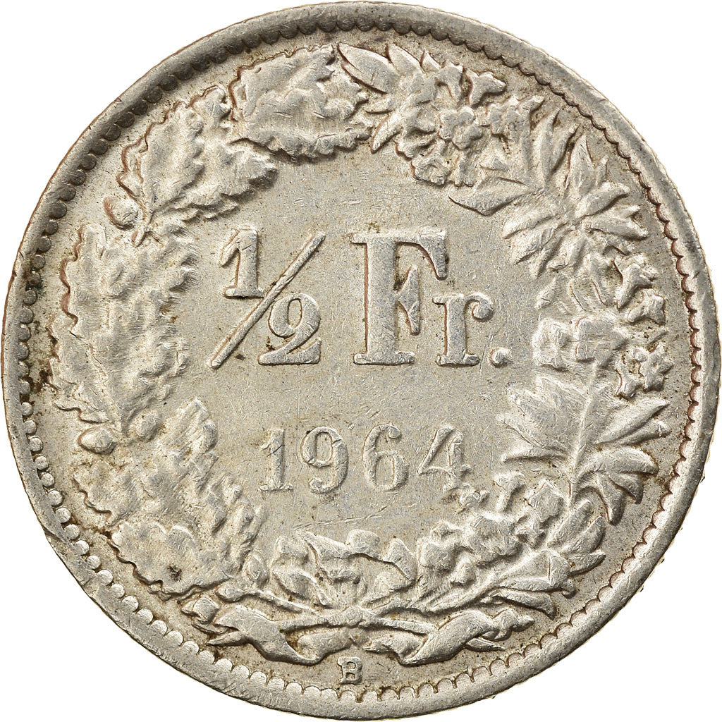 Coin, Switzerland, 1/2 Franc, 1964, Bern, AU(55-58), Silver, KM:23