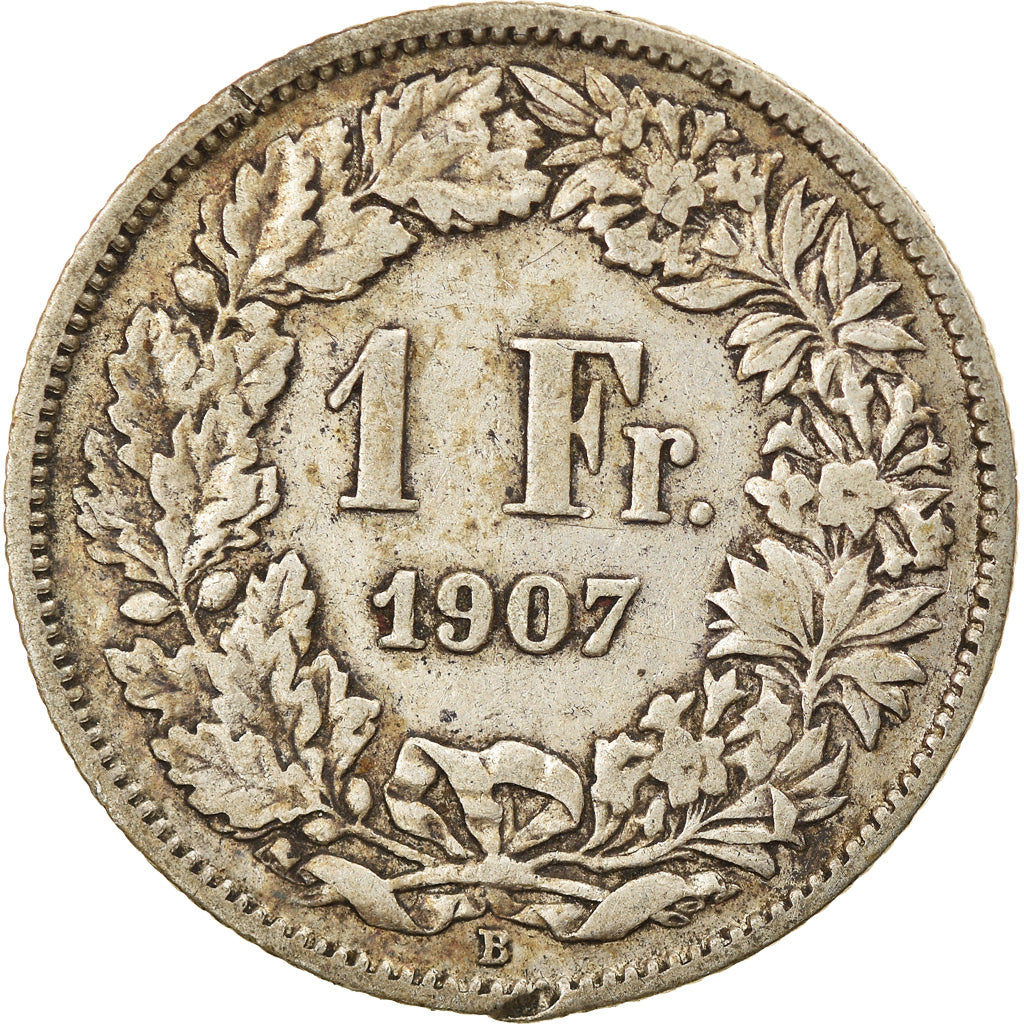 Munten, Zwitserland, Franc, 1907, Bern, FR+, Zilver, KM:24