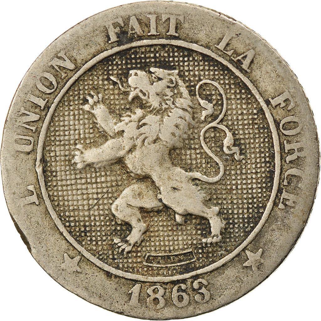 Münze, Belgien, Leopold I, 5 Centimes, 1863, S+, Copper-nickel, KM:21