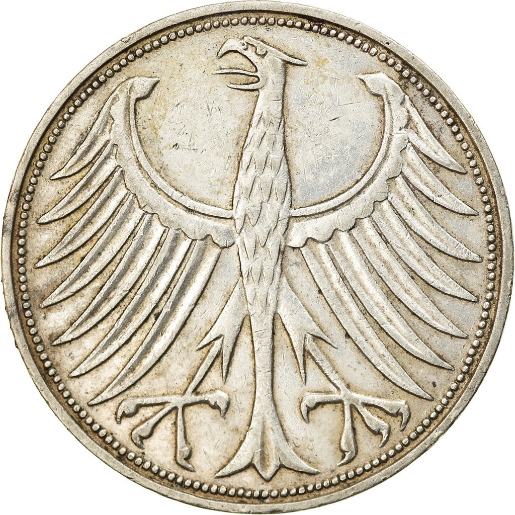 Moeda, ALEMANHA - REPÚBLICA FEDERAL, 5 Mark, 1951, Karlsruhe, EF(40-45), Prata