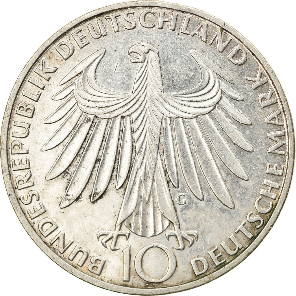 Coin, GERMANY - FEDERAL REPUBLIC, 10 Mark, 1972, Karlsruhe, EF(40-45), Silver