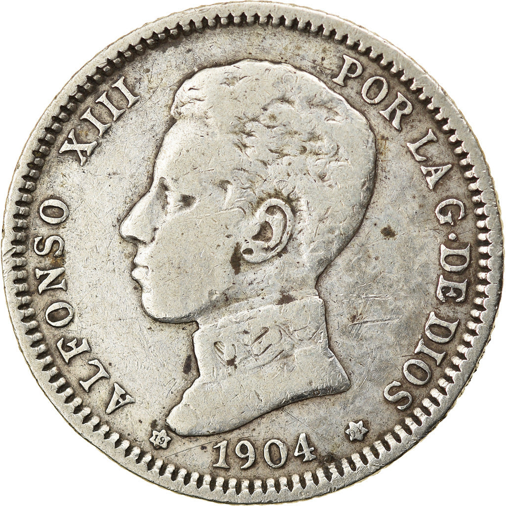Coin, Spain, Alfonso XIII, Peseta, 1904, EF(40-45), Silver, KM:721