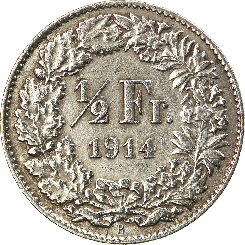 Moneta, Svizzera, 1/2 Franc, 1914, Bern, BB, Argento, KM:23